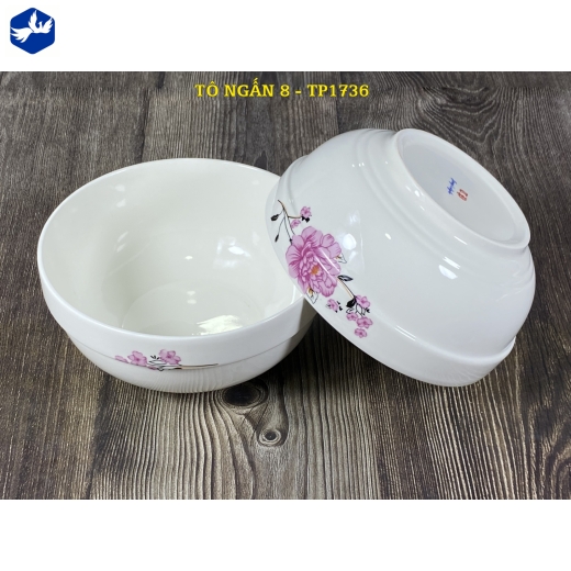 tô sứ ngấn 8 inch - hoa mẫu đơn hồng đẹp - TP1736