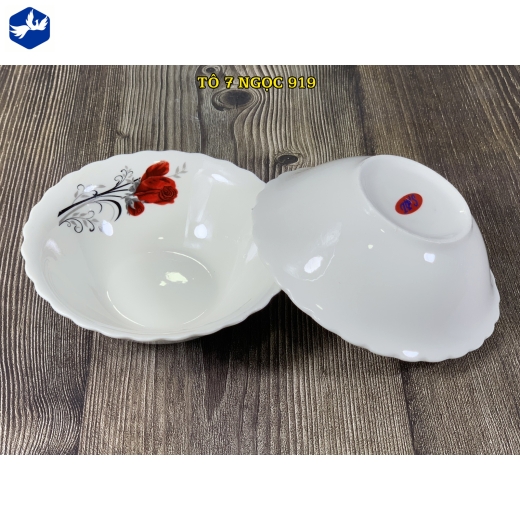 tô sứ loe bèo 7 inch - hoa ly đỏ đẹp - 919
