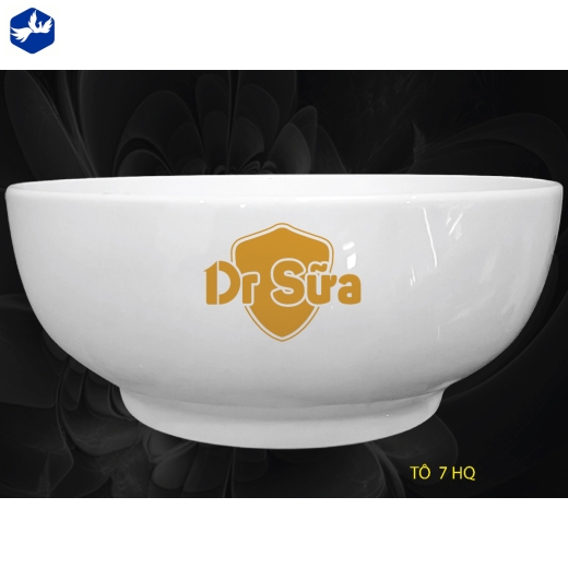 tô chén đĩa sứ trắng in logo làm quà tặng