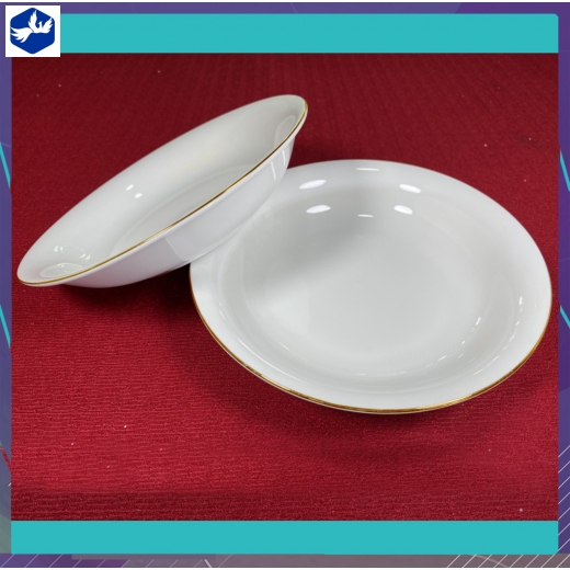 Đĩa 8 Sâu Trắng Chỉ Vàng Sứ Minh Châu