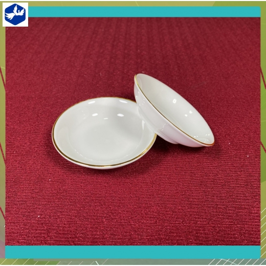 Đĩa Muối Tiêu Trắng Chỉ Vàng Sứ Minh Châu