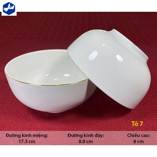 Tô 7 Trắng Chỉ Vàng Sứ Minh Châu