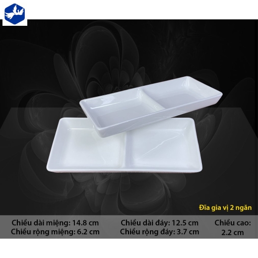 Đĩa Gia Vị 2 Ngăn Trắng Sứ TP Cao Cấp