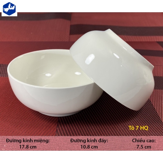 tô sứ 7 inch kiểu Hàn Quốc men trắng bóng, đẹp, bền bỉ - TP trắng