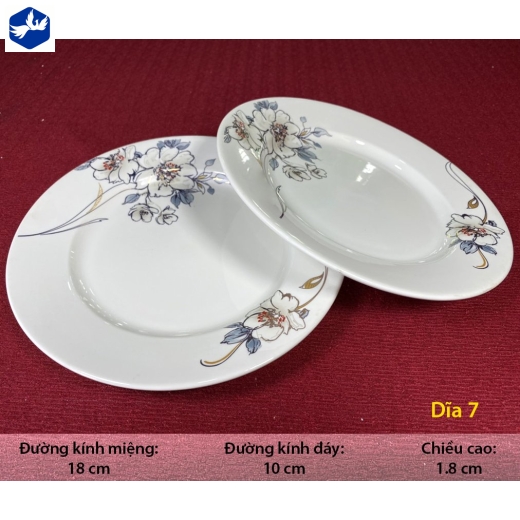 Đĩa Cạn 7 Sứ Minh Châu Hoa Cao Cấp Mã 07