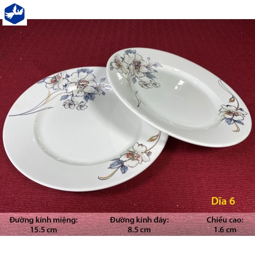 Đĩa Cạn 6 Sứ Minh Châu Hoa Cao Cấp Mã 07