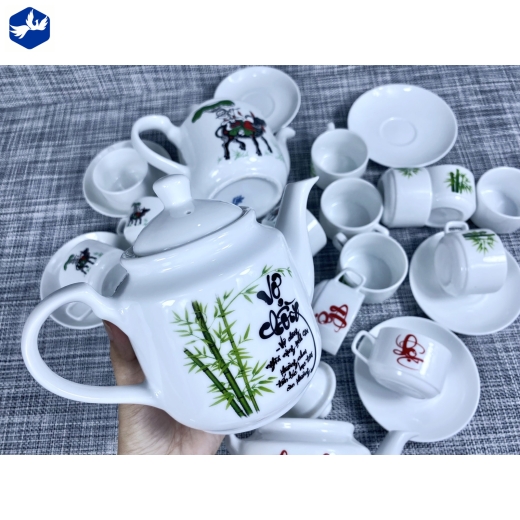 bộ tách trà vuông - tranh thư pháp "vợ chồng"/ S3