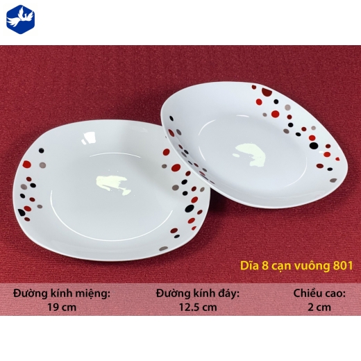 Đĩa 8 Cạn Vuông Chấm Bi Mã 801