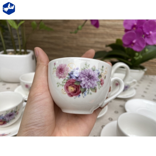Bộ tách trà kiểu dáng hàn quốc hoa hồng, hoa thược dược đẹp / 253