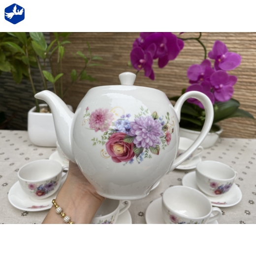 Bộ tách trà kiểu dáng hàn quốc hoa hồng, hoa thược dược đẹp / 253