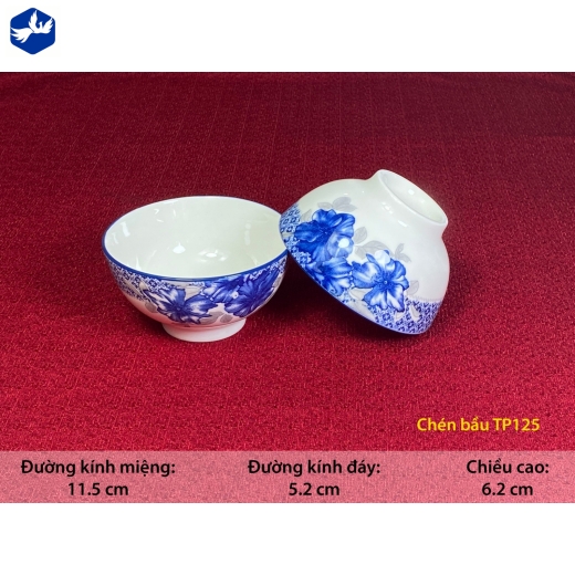 bát cơm - bông hoa xanh đậm đẹp - TP125